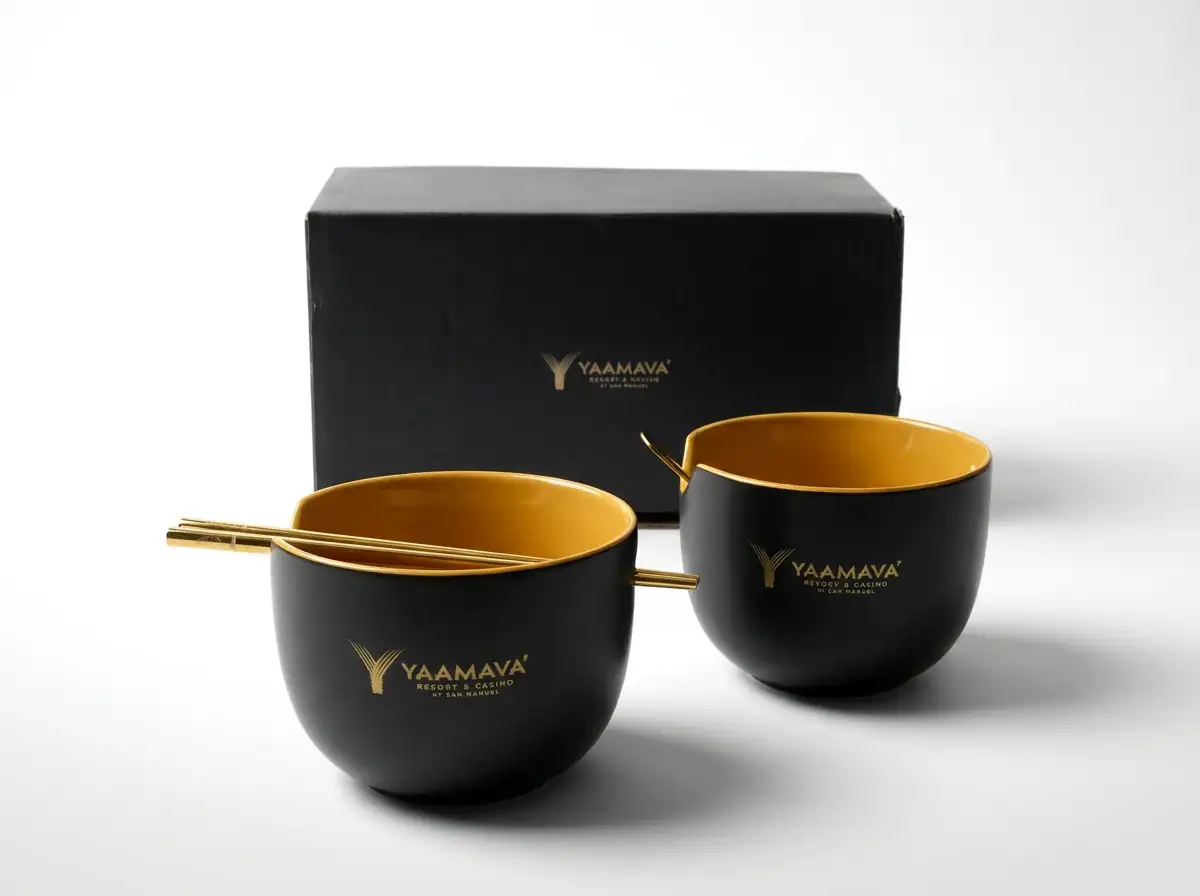 Yaamava branded ceramic noodle bowls with gift box